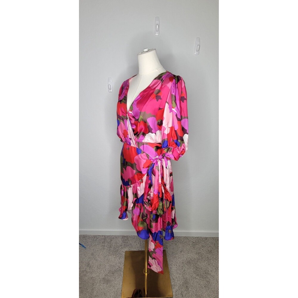 Sara Roka Italy Eldera 57 Silk Dress Size IT 42 True Wrap Peony Mini US S/M - Picture 4 of 14